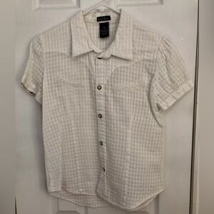 Y2K Earl Jean White Cap Sleeve Blouse (Size Med)